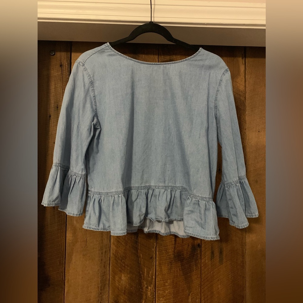 Blue ruffle top